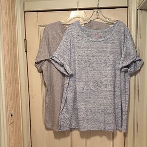 Woman Within Heathered Blue T-Shirt and Gray T-Shirt Combo